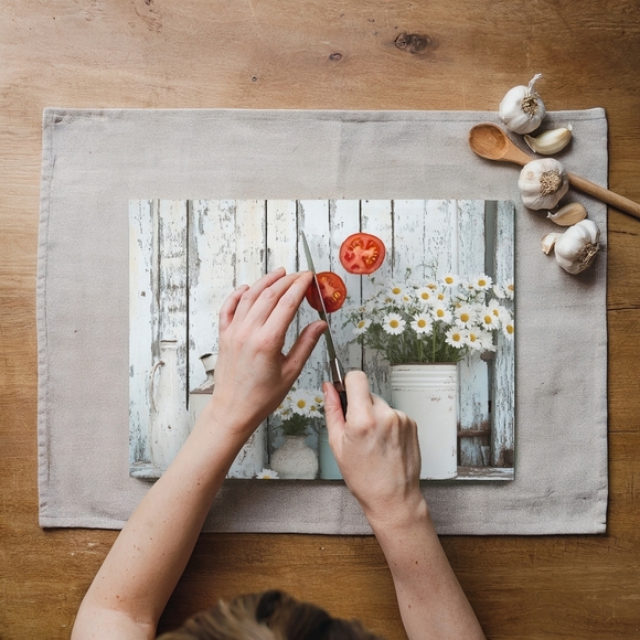 Rustic Floral Glass Cutting Board Size 11x8 - Picture 1 of 4